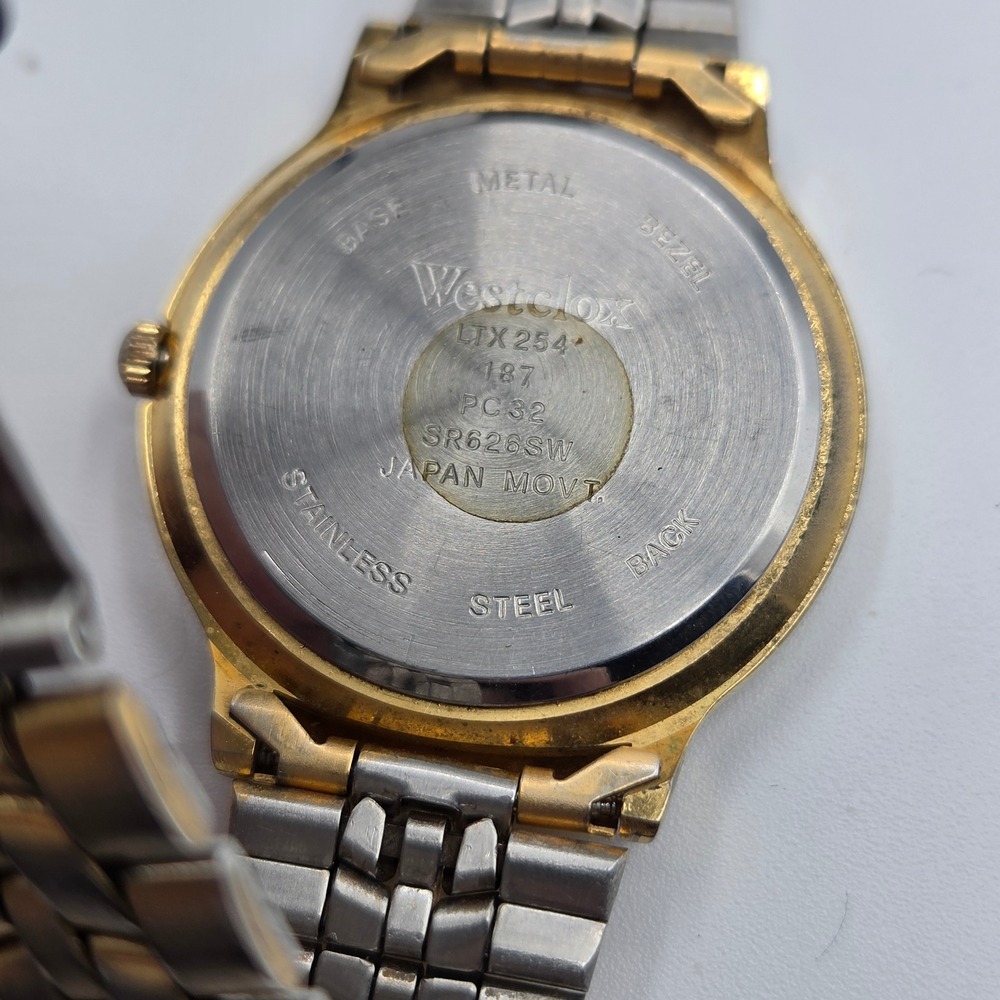 Westclox Mens Watch LTX 254 Two Tone Gold Silver Quartz Date Untested - Picture 3 of 8